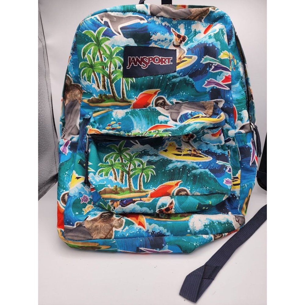 NWOT Jansport Backpack Surfing Dogs and Sloths!